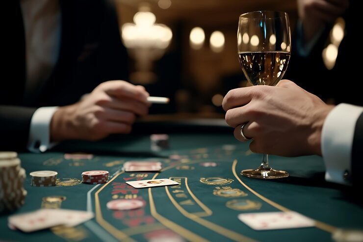 Live Caribbean Stud Poker table on jepangbet slot with dealer and player cards